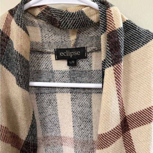 Plaid Open Front Vest Eclipse - Picture 5 of 5